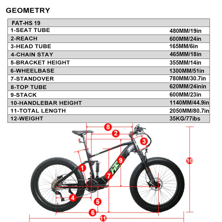 Eunorau Electric Mountain Bike 1000W Motor FAT-HS Dual Battery Fat Tyre E-MTB - Image 11