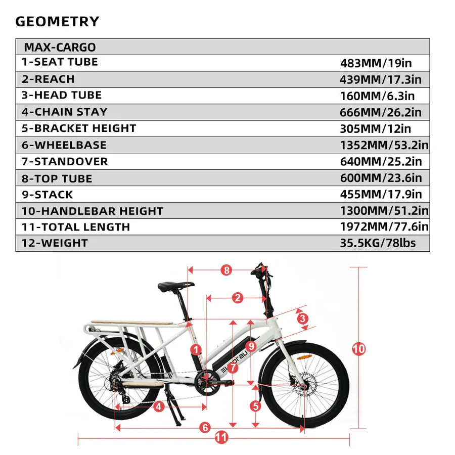 Eunorau Max Cargo 24'' Wheel Electric Bike - 48V 14AH Battery 250W Motor - Image 13