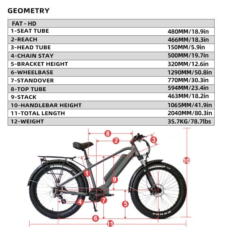 Eunorau 48V 1000W FAT-HD All Terrain E-MTB Fat Tyre Electric Mountain Bike - 26X4 Wheel Set - Image 5