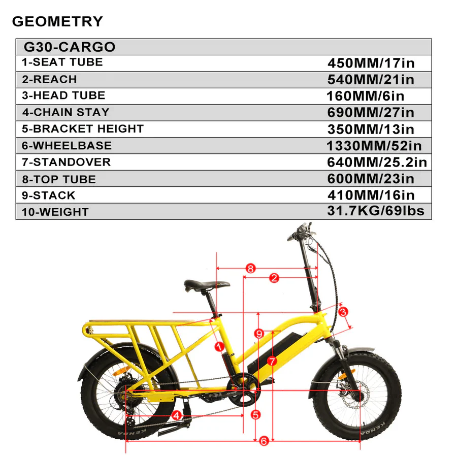 Eunorau G30 Cargo Electric Bike - 48V 14AH Battery 250W Motor - Image 6