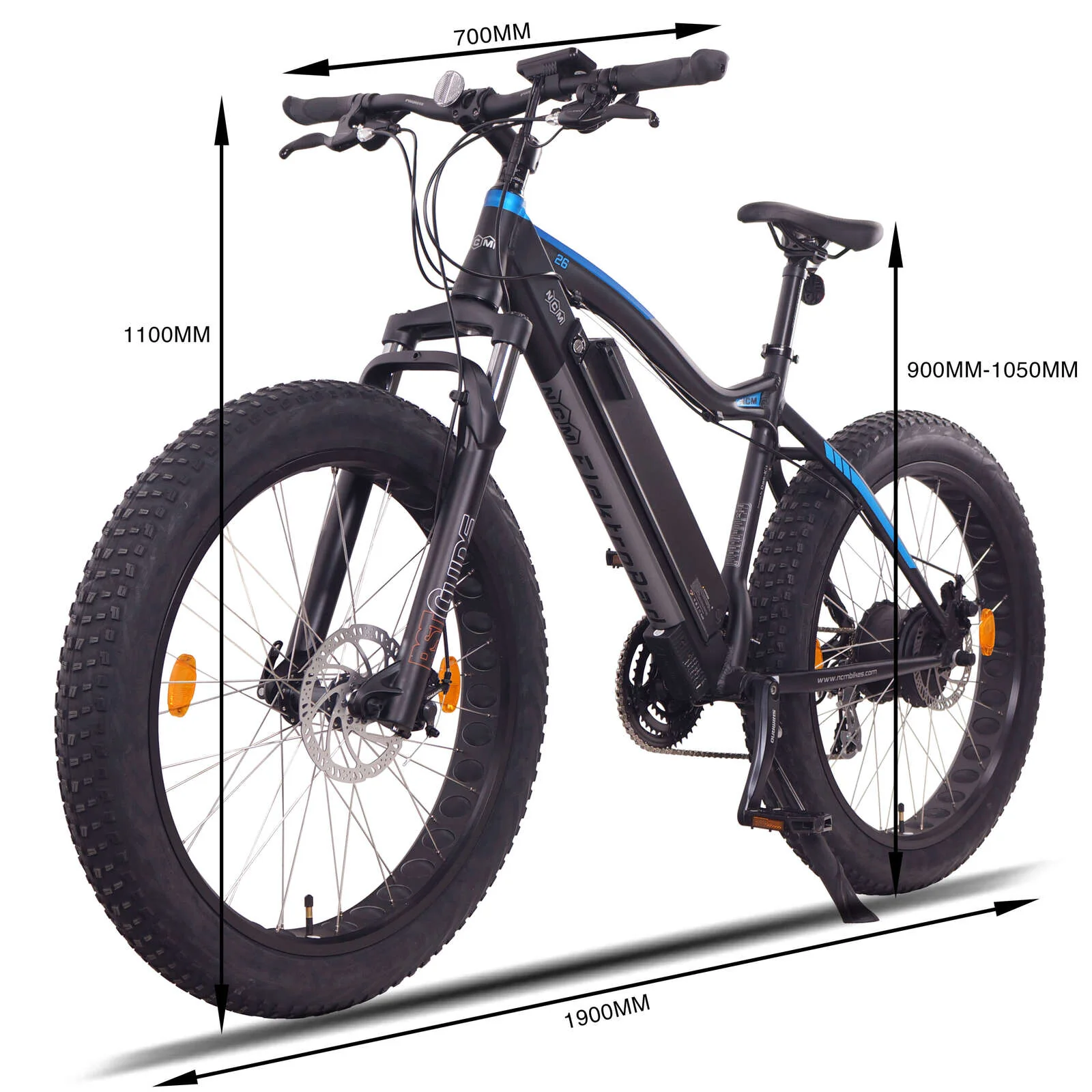 NCM Aspen Fat Tyre Electric Bike, E-Bike ,48V 13Ah 250W-750W, E-MTB 624Wh Battery [Black 26"] - Image 3