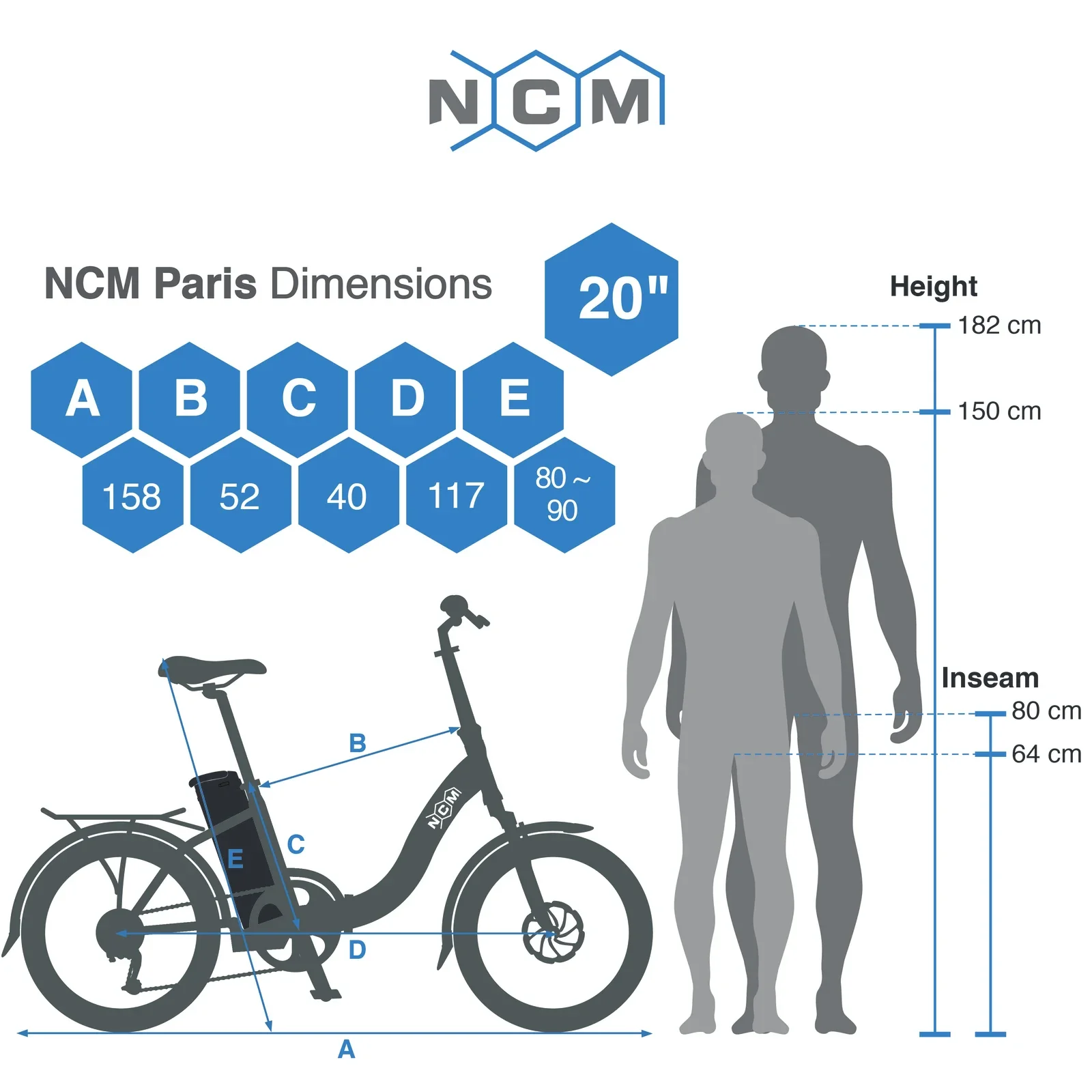 NCM Paris+ Folding E-Bike, 250W-350W, 36V 19Ah 684Wh Battery - Image 12