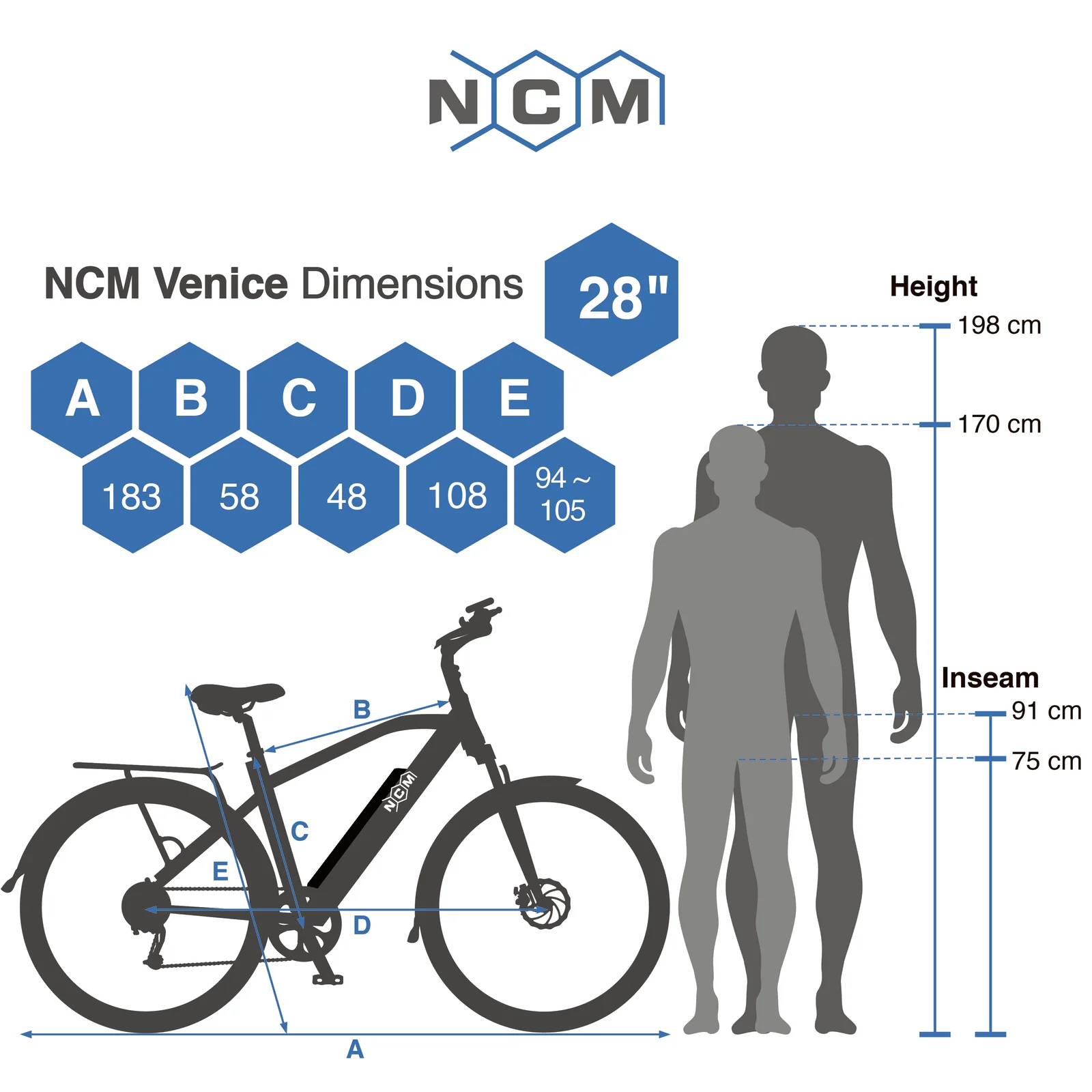 NCM T3 Trekking E-Bike, 250W, 48V 12Ah 576Wh Battery, Hydraulic Brake [Black 28"] - Image 9